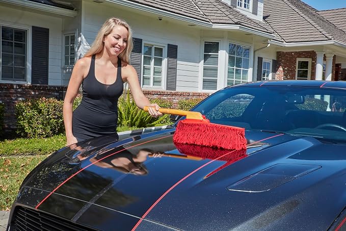 California Car Duster 62442 Standard Car Duster with Wooden Handle,Red