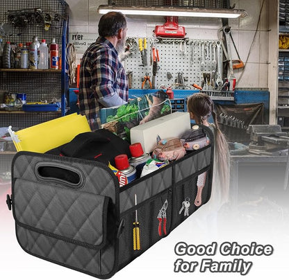Deosk Car Trunk Organizer for SUV, Car Organizers and Storage with Reinforced Handles, Car Accessories for Women/Men 70L Waterproof Polyester Trunk Organizer(Large, Charcoal)