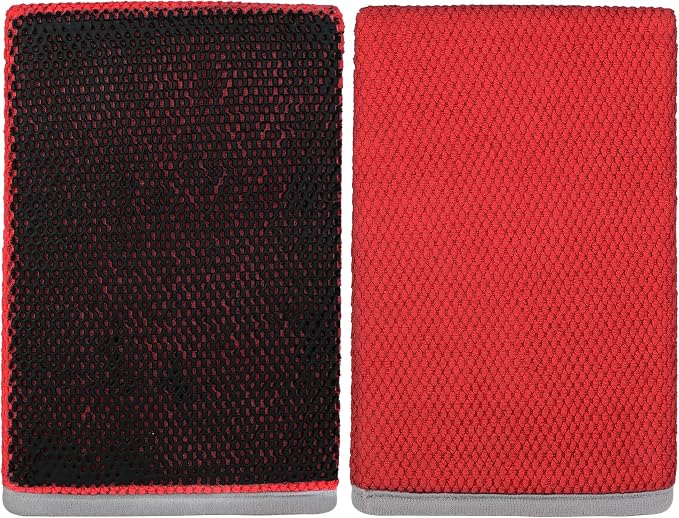 Tidy Monster 2 Pack Clay Bar Mitt for Car Detailing, Medium Grade Auto Magic Clay Towel, Scratch-Free and Paint Safe, for Cleaning Polishing Detailing Cars Paint, Glass, Wheels (Red)
