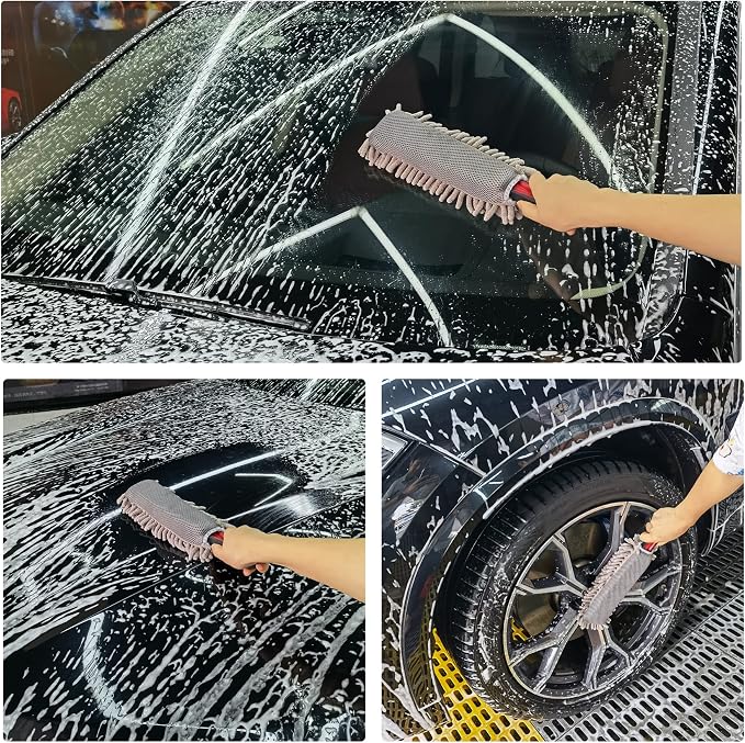 Amiss Mini Car Duster for Dashboard, Microfiber Car Detail Dash Duster for Car and Home Cleaning, Interior Exterior Car Detailing Brush Accessories, Truck, SUV, RV and Motorcycle - Grey