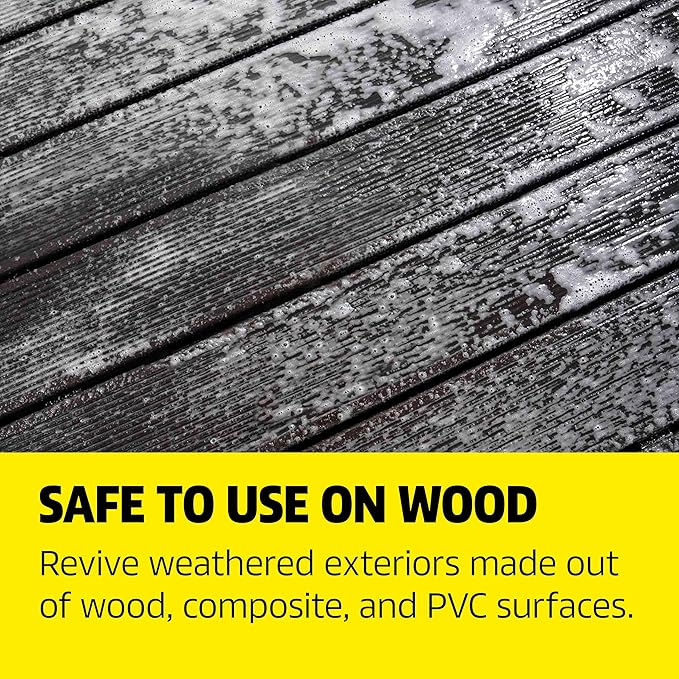 Kärcher Wood Fence & Deck Cleaner, Removes Dirt and Grime from Wood, Composite, and PVC, Highly Concentrated, Makes up to 40 gal of Cleaner, Residue Free