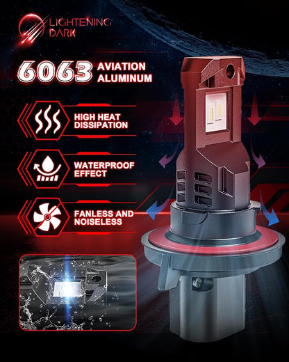 H13 9008 Fog, 9008/H13 Bulbs +400% Bright 6500K Xenon White 24000LM Fanless Wireless Plug and Play Compatible with F150 F250 F350 Gladiator Wrangler Ram1500/2500/3500 (Pack of 2)