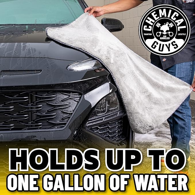 Chemical Guys Woolly Mammoth Large Microfiber Drying Towel - 36 x 25 Inch Gray, Ultra Plush Super Absorbent Car Drying Towel for Cars, Trucks, SUVs, Motorcycles, RVs, and Auto Detailing