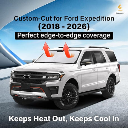EcoNour Windshield Sunshade Compatible for Ford Expedititon 2018-2023 2024 2025, Sun Visor for Front Windshield & Window Sun Shade Cover, UV Heat Blocker & Protector, Car Accessories