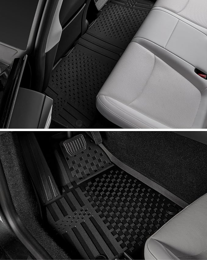 3W Tesla Model Y Juniper Floor Mats(not for Standard), Rear Cargo Liner, Custom Fit 2025 2026 Model Y Accessories, TPE All Weather Odorless Non-Slip, Black