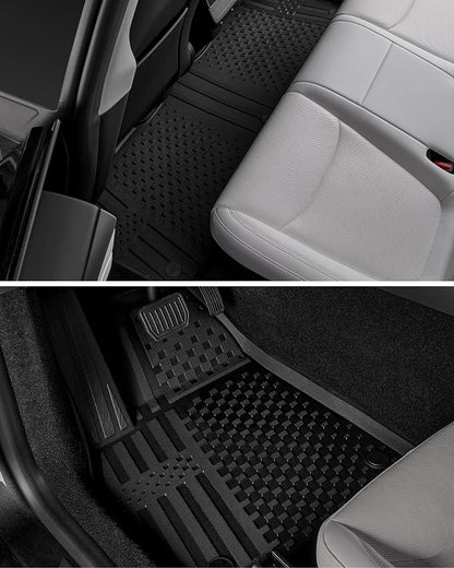 3W Tesla Model Y Juniper Floor Mats(not for Standard), Rear Cargo Liner, Custom Fit 2025 2026 Model Y Accessories, TPE All Weather Odorless Non-Slip, Black