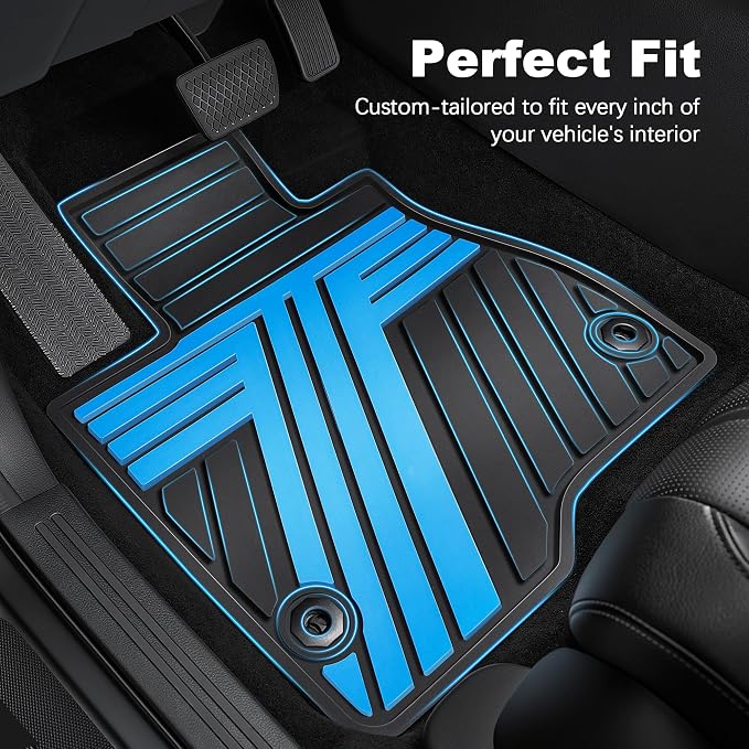 Floor Mats Fit for 2023-2027 Honda HRV Sport/LX/EX-L (Gasoline & Hybrid) & for Acura ADX 2025-2026, Custom Fit All Weather Protection Heavy Duty Anti-Slip Car Mats for HR-V, 1st & 2nd Row Black & Blue