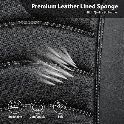 CAR PASS Comfortable 3D Foam Mesh Leather Car Seat Covers Front, Air Cool Mesh Breathable Front Seat Covers for Car, Universal Fit for SUV Truck Sedan Automotive, Airbag Compatible,Black Gray