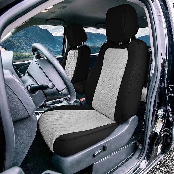 FH Group Custom Fit Car Seat Covers Specifically Made for 2022-2026 Nissan Frontier, Full Set Gray Ultraflex Neoprene Waterproof Automotive Seat Covers for Pickup Truck, Nissan Accessories