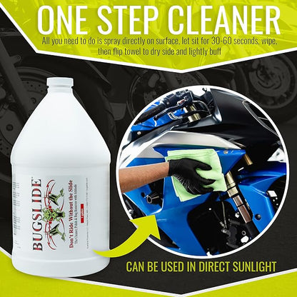 BugSlide 1 Gallon Cleaner Refill for Spray Bottles & Travel Kits - All Surfaces Cleaning and Detailing Solution for Vehicle Interior and Exterior Use - Shines, Degreases, Polishes