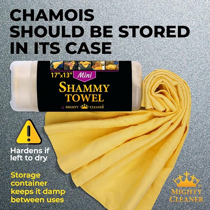Premium 2pk Mini +1 Free Shammy Cloth for Car Drying - 17”x13” - Super Absorbent Chamois Towel for Car - Scratch-Free, Reusable & Soft Cleaning Towel