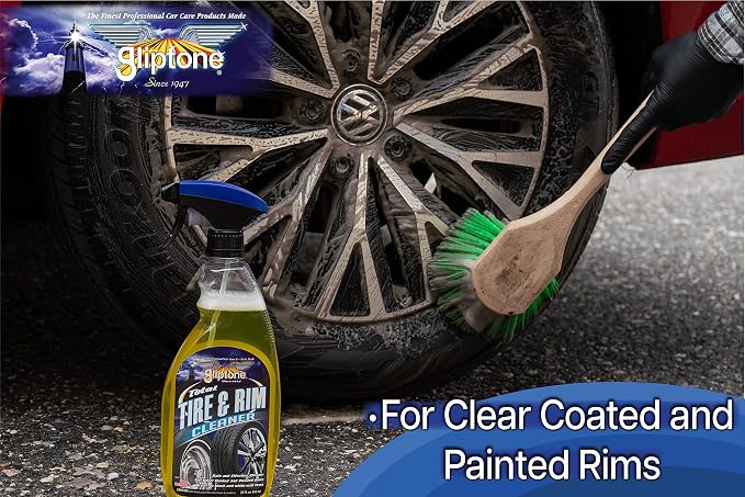 Gliptone Total Tire and Rim Cleaner Spray, 22 Fl Oz, Safe for Clear-Coated & Painted Rims, Black & White Wall Tires, Spray-On, Hose-Off, Preps Tires for Shine, Professional Strength Formula