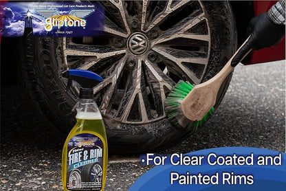 Gliptone Total Tire and Rim Cleaner Spray, 22 Fl Oz, Safe for Clear-Coated & Painted Rims, Black & White Wall Tires, Spray-On, Hose-Off, Preps Tires for Shine, Professional Strength Formula