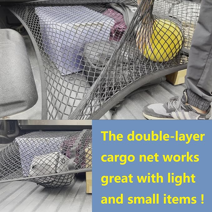Highly Elastic Cargo Net, Simple Truck Bed Cargo Mesh Organizer, Suitable for 5ft - 6ft Standard Bed Trucks, 4'x4' Stretches to 7'x7' (Double Layer)