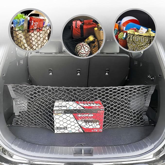 Envelope Style Trunk Mesh Cargo Net for Hyundai Santa FE SE SEL 2021-2026 - Car Accessories - Premium Trunk Organizers and Storage - Cargo Net for SUV - Vehicle Carrier Organizer for Hyundai Santa Fe