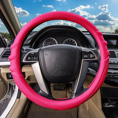FH Group Universal Fit Silicone with Grip and Pattern Massaging Grip Steering Wheel Cover Fits Most Cars, SUVs, Trucks, and Vans Magenta