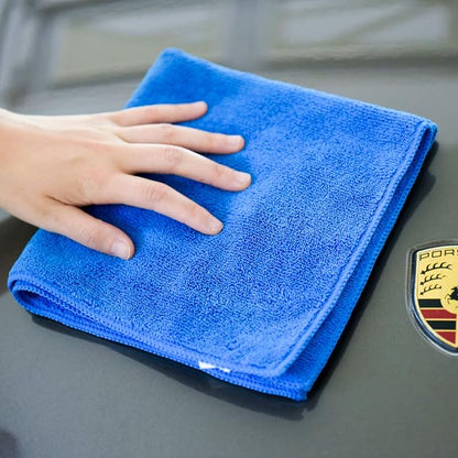 CARCAREZ Premium Microfiber Detailing Towels, 340 GSM Lint Free Car Buffing Waxing Polishing Drying Towels (6, Blue, 16x16 Inch)