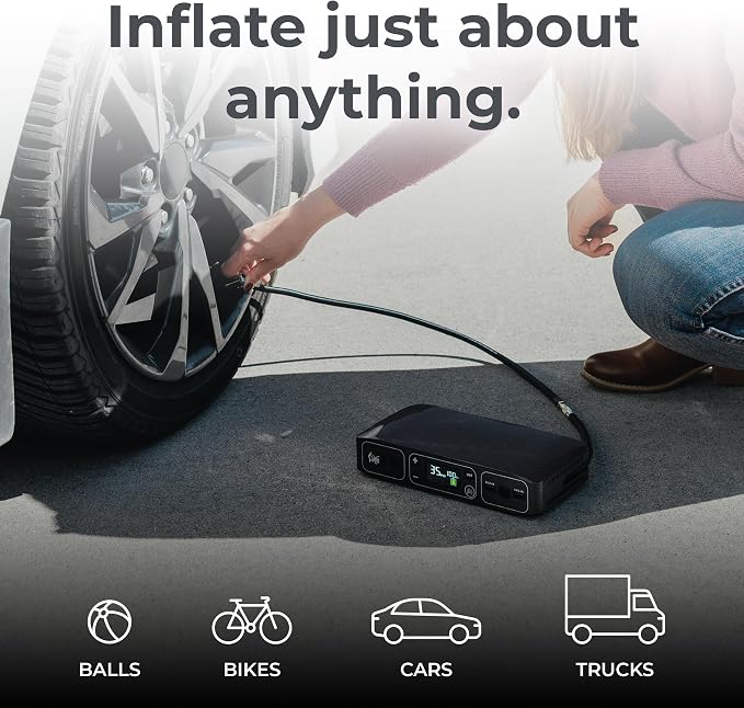 HALO Bolt Air 58830 Portable Car Battery Jump Starter | 100 PSI Air Compressor, 58.8Wh USB Power Bank, Emergency Floodlight & Charger, Jumps Cars SUVs & Trucks, Inflates Tires, TSA Approved — Black