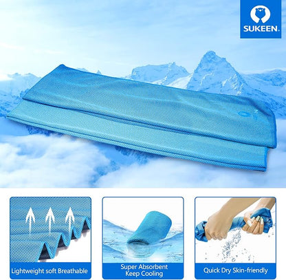 Sukeen [4 Pack Cooling Towel (40"x12"), Soft Breathable Chilly Microfiber Towel for Yoga,Sport,Running,Gym,Workout,Camping,Fitness,Workout & More Activities