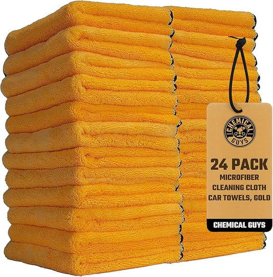 Chemical Guys Professional Grade Premium Microfiber Towels for Cars, Gold, 16" x 16", Ultra-Soft and Scratch-Free Car Detailing Cloths for Trucks, Motorcycles, and More - 24 Pack