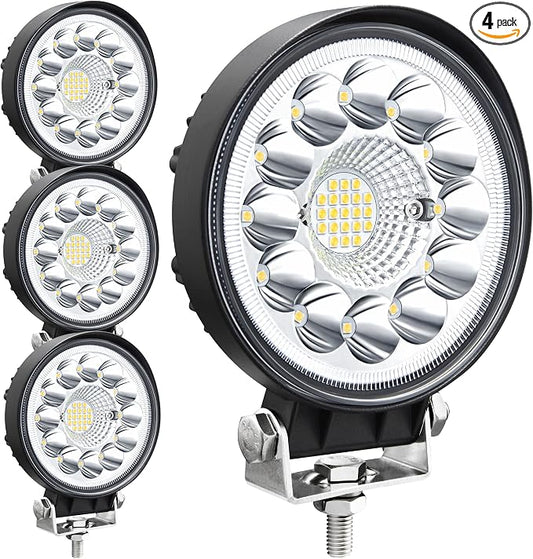 San Young LED Light Pods for Trucks, 4 Inch LED Tractor Work Lights 120W Round Spot Off Road Driving Light for ATV UTV RV Golf Cart Go Kart Lawn Mower SUV Offroad Lights, 4 Pack