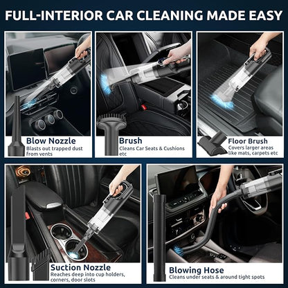 Handheld Vacuum Cordless Vacuum Cleaner with LED Light, 18000Pa Brushless Suction & Air Blower (2-in-1), 7800mAH Battery, Steel+HEPA Filter, Car Vacuum, Dust Buster for Interior, Home & Pet Hair