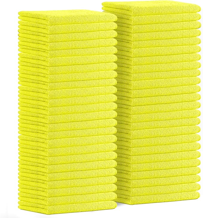 Avalon Towels Microfiber Cleaning Cloths (Value Pack of 48) - Size 16 x 16 Inches, Highly Absorbent Cleaning Rags, Lint Free, Reusable and Washable, Microfiber Towels for Cars