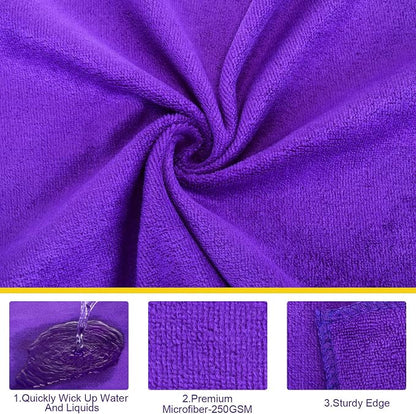 Nuenen Microfiber Cleaning Cloths for Cars 16 x 16 Inch Ultra Absorbent Car Towels Drying Reusable Cleaning Supplies House Kitchen Window Microfiber Towel(Purple,60 Pcs)