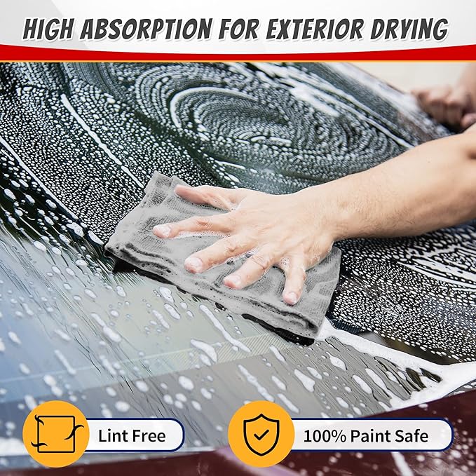 FIXSMITH Shop Towels, Pack of 200, Grey Microfiber Cleaning Cloth Bulk, Microfiber Towels for Cars, All-Purpose Absorbent Cleaning Rags, Dust Cloth for Automotive, Mechanic, Garage, 11.5 x 11.5 inch