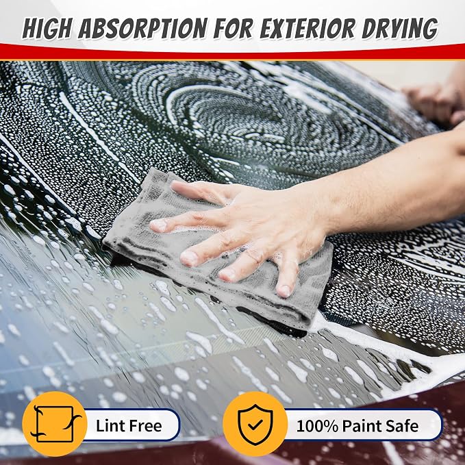 FIXSMITH Shop Towels, Pack of 50, Grey Microfiber Cleaning Cloth Bulk, Microfiber Towels for Cars, All-Purpose Absorbent Cleaning Rags, Dust Cloth for Automotive, Mechanic, Garage, 11.5 x 11.5 inch