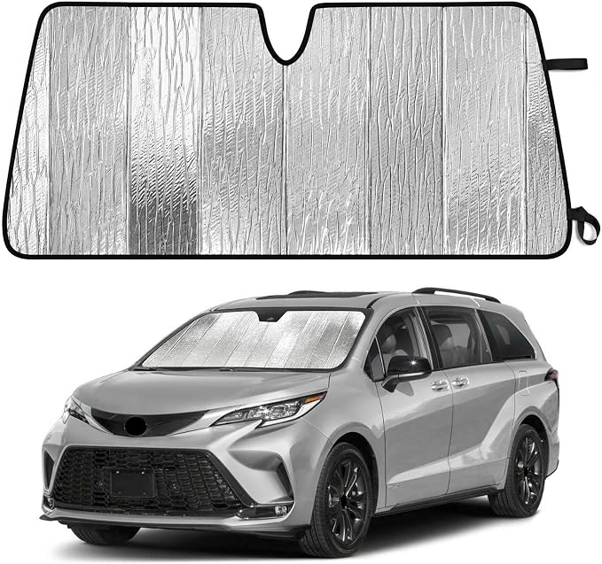 EcoNour Accordion Foldable Windshield Sun Shade Fit for Toyota Sienna 2021-2024 2025 2026 Sunshade, Front Car Window Shades Sun Visor, Blocks UV Rays & Heat, Car Accessories