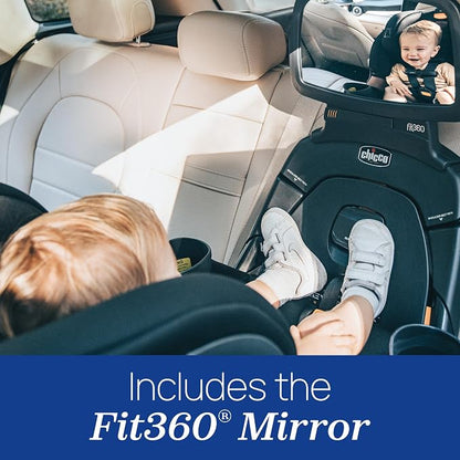 Chicco Fit360 Zip ClearTex Rotating Convertible Car Seat with Fit360 Mirror, 360 Degree Rotation for Rear-Facing and Forward-Facing Usage, Jet/Black