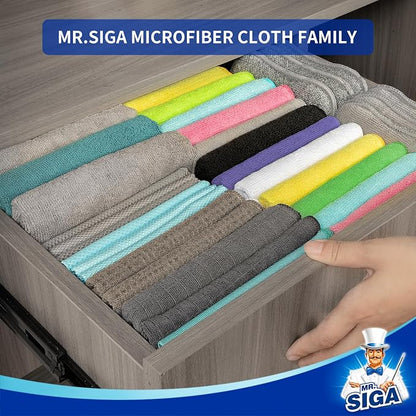MR.SIGA Microfiber Cleaning Cloths, All-Purpose Microfiber Towels, Streak Free Cleaning Rags, Pack of 12, Purple, Size 32 x 32 cm(12.6 x 12.6 inch)