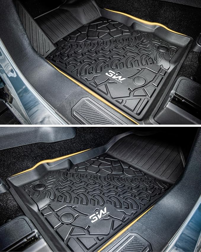 3W Floor Mats & Cargo Liner Fit for 2021-2025 2026 Ford Bronco 4 Door, TPE All Weather Custom Fit Floor Liner 1st 2nd Row and Full Set Trunk Mats, Black (Not for Bronco Sport & Rubberized Floor)