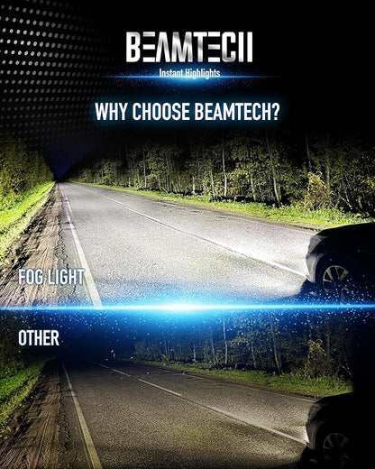 BEAMTECH H11 Bulb, H8 H9 Fog Light Fanless in Line 6500K White Pack of 2