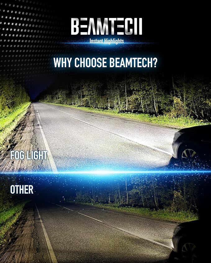 BEAMTECH H7 Fog Light Bulb Fog Light 6500K Xenon White Fanless In Line Pack Of 2