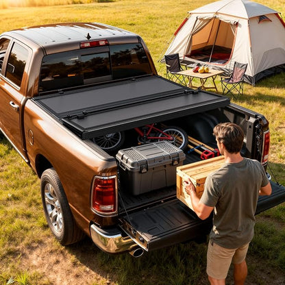OEDRO Hard Tri-Fold Low-Profile Tonneau Cover Fit for Toyota Tacoma 2024 2025 2026 with Tacoma Bed Rail (Excl. Trail Edition) with 5ft Bed