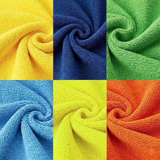 Blue Horizon Assorted Color Microfiber Cleaning Towels, Pack of 24, Ultra Soft Plush Washcloth Shop Towels, All Purpose Premium Microfiber Detailing Cleaning Cloths (16" x 16", Mix Color)
