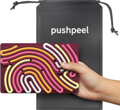Pushpeel Sensory Activity Board: Silicone Fidget Toy for Calming, Stress, Anxiety, ADHD & Autism | Silent, No Mess | Kids 3+ & Adults | Includes Portable Travel Bag & 11 Strings