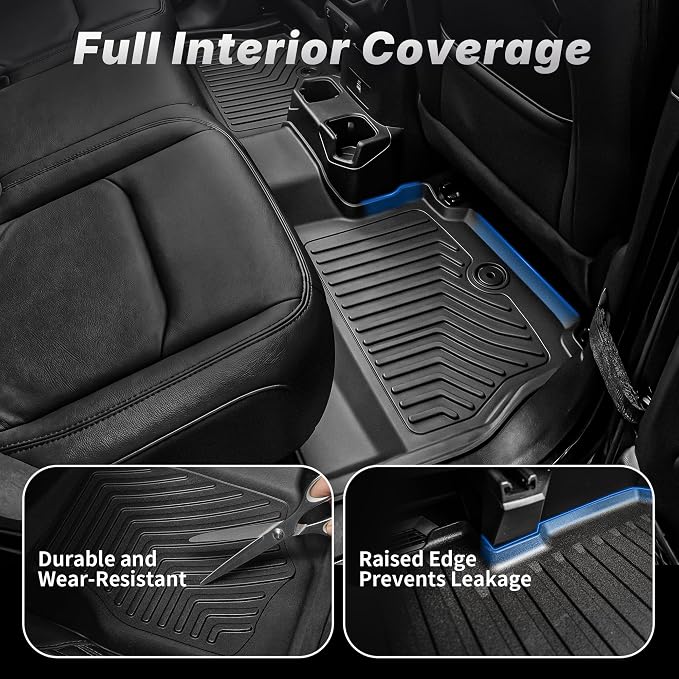 OEDRO Floor Mats Fit for 2018-2025 2026 Jeep Wrangler JL Unlimited 4-Door W/O Subwoofer (Not Fit for JK & 4XE), Custom Fit TPE All Weather Car Mats Full Set, 1st and 2nd Row & Cargo Liner, Black