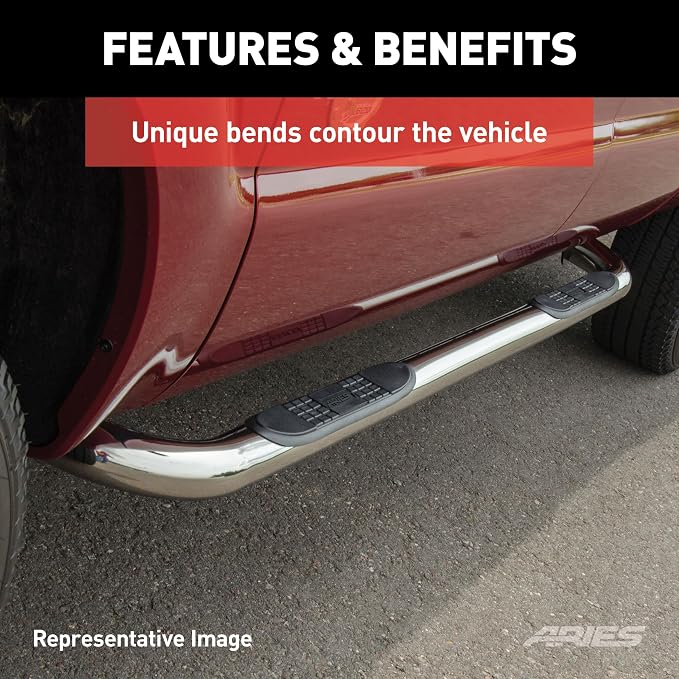 ARIES 204076-2 3-Inch Round Polished Stainless Steel Nerf Bars, No-Drill, Fits Select Hummer H3