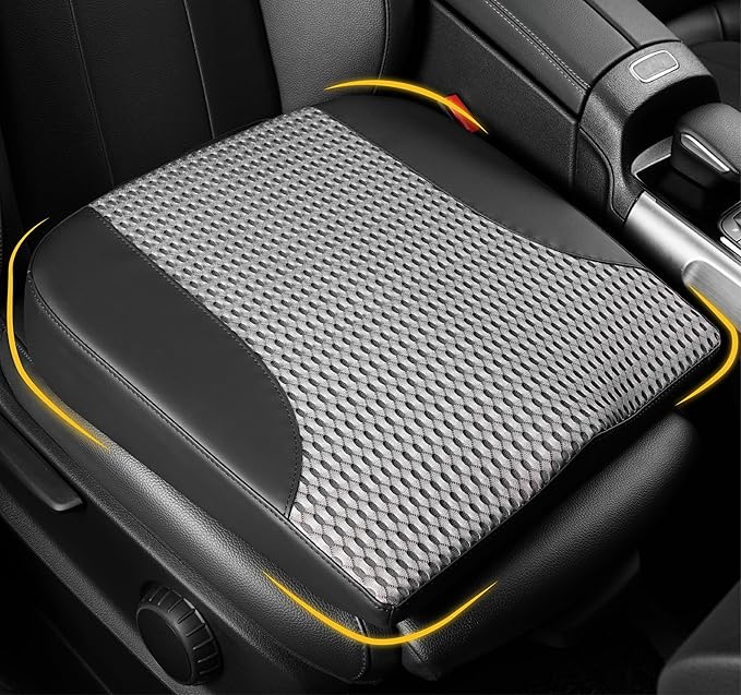 Lofty Aim Car Seat Cushion, Comfortable Memory Foam Seat Pillow for Driving, Sciatica-Back Pain Relief, Cushion for Car-Truck, Office, Wheelchair - Black&Gray