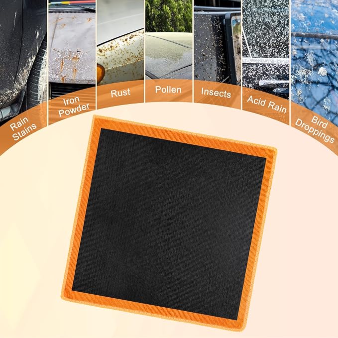 Clay Towel 12 x 12 Inch, Orange Clay Bar Towel for Auto Detailing Microfiber Car Cloth Cleaner Automotive for Car Detailing