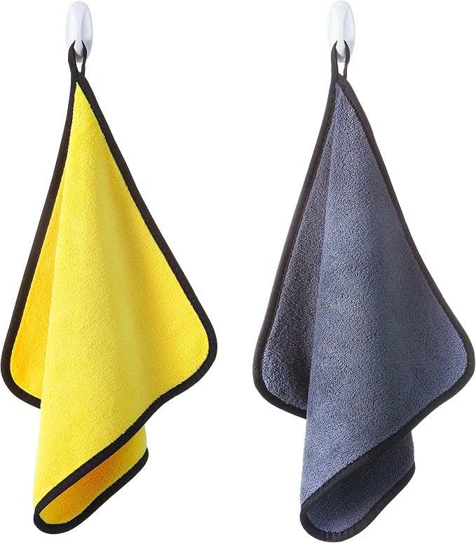 Premium Edgeless Microfiber Cleaning Cloths, 6 Pack| 12” x 12” All Purpose Hand Towels for Car Washing and Detailing, Housewares, Windows, Bathrooms, Electronics | Reusable Home & Auto Towel Set