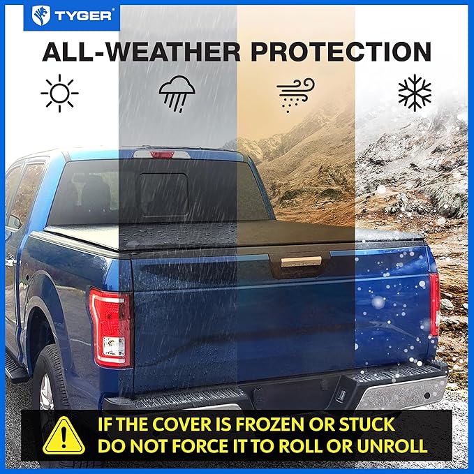 Tyger Auto T1X Soft Roll-Up in Fabric Truck Bed Tonneau Cover Compatible with 2021-2026 Ford F-150; Lightning | 5.5' (67") Bed | TG-BC1F9064X
