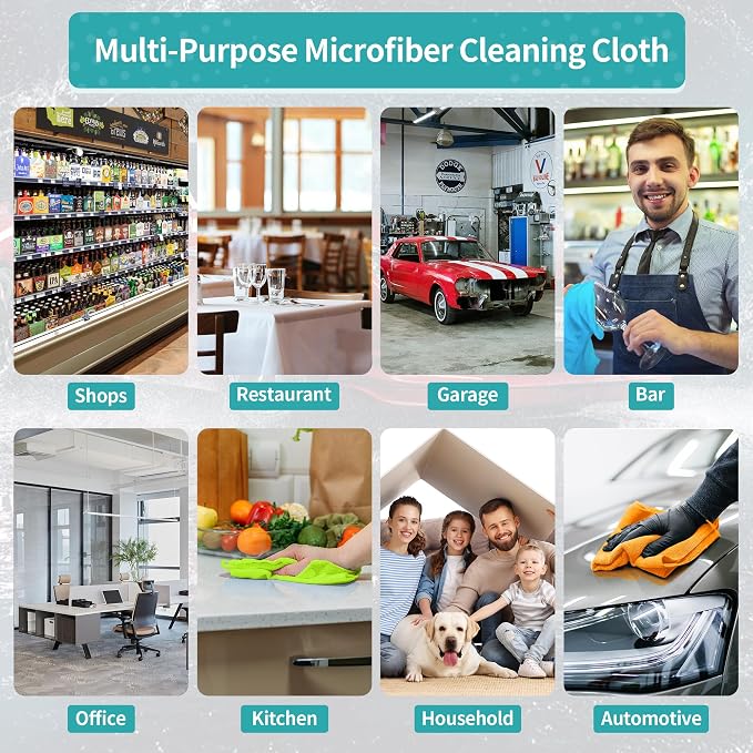 Microfiber Cleaning Cloth, 12 Pack Cleaning Rags, 12" x 12" Microfiber Towel, Lint Free Non-Abrasive Dusting Cloth, Microfiber Towels for Cars Kitchen Garage House Office