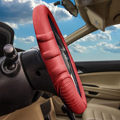 FH Group Universal Fit Silicone with Grip and Pattern Massaging Grip Steering Wheel Cover fits most Cars, SUVs, Trucks, and Vans Burgundy
