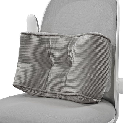 Lumbar Support Pillow for Office Chairs, Bite-Size Natural Latex Foam Back Support Pillow for Lower Back Pain Relief, Soft & Support Corduroy Desk Chair Cushion, M, Gray