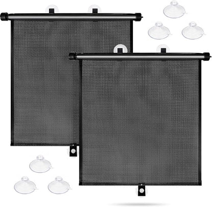 Sfee Car Window Shades for Baby-2 Pack Retractable Side Window Car Sun Shade Blocks UV Rays & Heat for Sun Protection Roller Sunshade Visor Window Shade for Kids,Passengers,Pets (20''x22'')