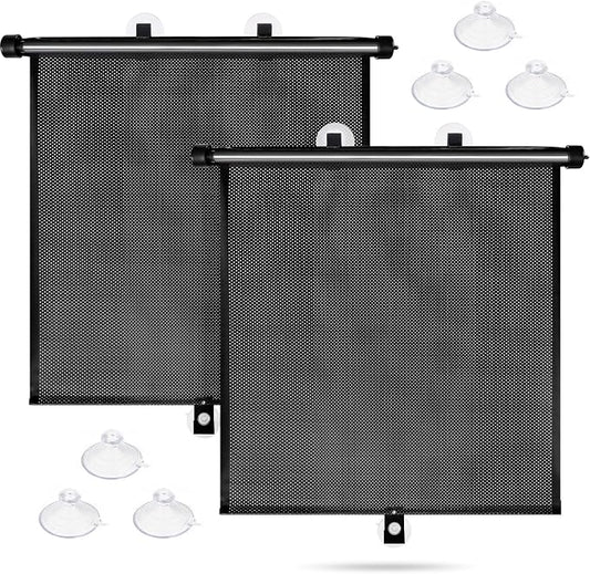 Sfee Car Window Shades for Baby-2 Pack Retractable Side Window Car Sun Shade Blocks UV Rays & Heat for Sun Protection Roller Sunshade Visor Window Shade for Kids,Passengers,Pets (20''x22'')